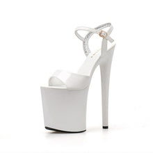 Load image into Gallery viewer, Size 35-41 Black Sandals 20cm Ultra High Heel Sandals Sexy Stripper Shoes Women Gladiator Platform Sandals Summer Party Shoes