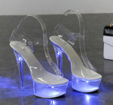 Load image into Gallery viewer, Light Up Glowing Shoes Woman Luminous Clear Sandals Women Platform Shoes Clear High Heel Transparent Stripper Wedding Shoes
