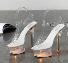 Load image into Gallery viewer, Light Up Glowing Shoes Woman Luminous Clear Sandals Women Platform Shoes Clear High Heel Transparent Stripper Wedding Shoes