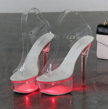Load image into Gallery viewer, Light Up Glowing Shoes Woman Luminous Clear Sandals Women Platform Shoes Clear High Heel Transparent Stripper Wedding Shoes