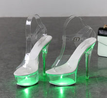 Load image into Gallery viewer, Light Up Glowing Shoes Woman Luminous Clear Sandals Women Platform Shoes Clear High Heel Transparent Stripper Wedding Shoes