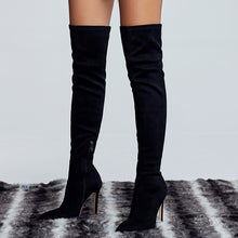 Load image into Gallery viewer, Women Over The Knee Suede Boots Snake Print 11.5cm High Heels Plus Size Stripper Long Pleaser Stiletto Winter 2020 Thigh Shoes
