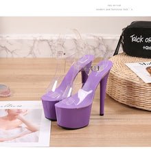 Load image into Gallery viewer, Walking Show Stripper Heels Clear Shoes Woman Platforms High Heels Sandals Women Sexy Big Yard Fish Mouth Shoes 2020 New Crystal