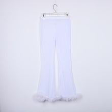 Load image into Gallery viewer, Tumblr Sexy See Through Pink Mesh Tracksuits Autumn Women Costume Two Piece Set Long Sleeve Fluffy Crop Top And Pants Streetwear