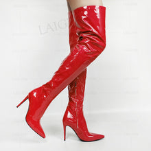 Load image into Gallery viewer, LAIGZEM Women Thigh High Boots Patent Shiny Stiletto High Heels Boots Basic Party Club Ladies Shoes Woman Large Size 43 44 47 48