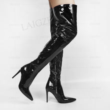 Load image into Gallery viewer, LAIGZEM Women Thigh High Boots Patent Shiny Stiletto High Heels Boots Basic Party Club Ladies Shoes Woman Large Size 43 44 47 48