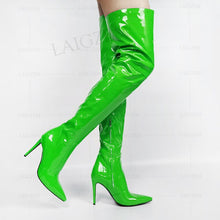 Load image into Gallery viewer, LAIGZEM Women Thigh High Boots Patent Shiny Stiletto High Heels Boots Basic Party Club Ladies Shoes Woman Large Size 43 44 47 48