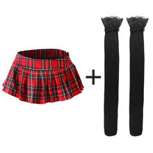 Load image into Gallery viewer, Women Sexy Lady Plaid Skirt Schoolgirl Sleepwear Mini Short Skirt Night Super Mini Pleated Size M XL