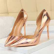 Load image into Gallery viewer, 2020 Women Fetish Women 10.5cm High Heels Plus Size 43 Stripper Scarpins Glossy Pumps Stiletto Wedding Bridal Party Prom Shoes