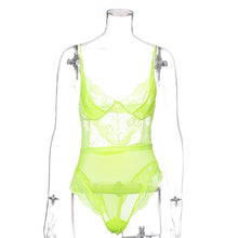 Load image into Gallery viewer, Cryptographic Mesh Sheer Lace Bodysuit Sexy V-Neck Jumpsuits for Women 2020 Teddies Catsuits Fashion Body Mujer Party Clubwear