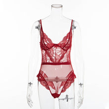 Load image into Gallery viewer, Cryptographic Mesh Sheer Lace Bodysuit Sexy V-Neck Jumpsuits for Women 2020 Teddies Catsuits Fashion Body Mujer Party Clubwear