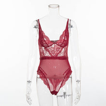 Load image into Gallery viewer, Cryptographic Mesh Sheer Lace Bodysuit Sexy V-Neck Jumpsuits for Women 2020 Teddies Catsuits Fashion Body Mujer Party Clubwear