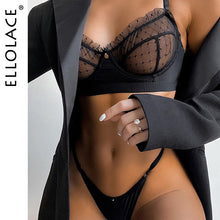 Load image into Gallery viewer, Ellolace Ruffle Lace Lingerie Set Sexy Women's Underwear Transparent Bra Party Sets Lace Black Lingerie Bra Set Underwear Set