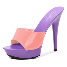 Load image into Gallery viewer, Shoes Women Slipper 2020 Summer Fine Heel 13cm Shoe Slipper Platform Patent leather Pumps Sexy Shoes Stripper Hihg Heels Sandals
