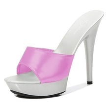 Load image into Gallery viewer, Shoes Women Slipper 2020 Summer Fine Heel 13cm Shoe Slipper Platform Patent leather Pumps Sexy Shoes Stripper Hihg Heels Sandals