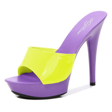 Load image into Gallery viewer, Shoes Women Slipper 2020 Summer Fine Heel 13cm Shoe Slipper Platform Patent leather Pumps Sexy Shoes Stripper Hihg Heels Sandals