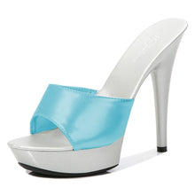 Load image into Gallery viewer, Shoes Women Slipper 2020 Summer Fine Heel 13cm Shoe Slipper Platform Patent leather Pumps Sexy Shoes Stripper Hihg Heels Sandals