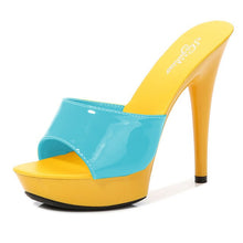 Load image into Gallery viewer, Shoes Women Slipper 2020 Summer Fine Heel 13cm Shoe Slipper Platform Patent leather Pumps Sexy Shoes Stripper Hihg Heels Sandals