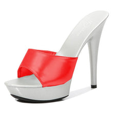 Load image into Gallery viewer, Shoes Women Slipper 2020 Summer Fine Heel 13cm Shoe Slipper Platform Patent leather Pumps Sexy Shoes Stripper Hihg Heels Sandals