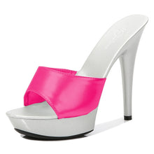 Load image into Gallery viewer, Shoes Women Slipper 2020 Summer Fine Heel 13cm Shoe Slipper Platform Patent leather Pumps Sexy Shoes Stripper Hihg Heels Sandals