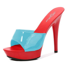 Load image into Gallery viewer, Shoes Women Slipper 2020 Summer Fine Heel 13cm Shoe Slipper Platform Patent leather Pumps Sexy Shoes Stripper Hihg Heels Sandals