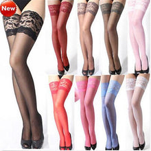Load image into Gallery viewer, Sexy Long Stockings Womens Lace Top Silicon Strap Anti-skid Thigh High Over Knee Socks Nightclubs Hosiery Medias De Mujer