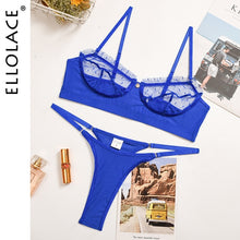 Load image into Gallery viewer, Ellolace Ruffle Lace Lingerie Set Sexy Women's Underwear Transparent Bra Party Sets Lace Black Lingerie Bra Set Underwear Set