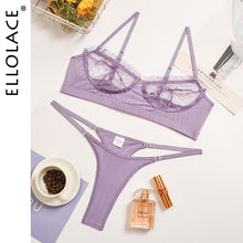 Load image into Gallery viewer, Ellolace Ruffle Lace Lingerie Set Sexy Women's Underwear Transparent Bra Party Sets Lace Black Lingerie Bra Set Underwear Set