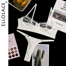 Load image into Gallery viewer, Ellolace Ruffle Lace Lingerie Set Sexy Women's Underwear Transparent Bra Party Sets Lace Black Lingerie Bra Set Underwear Set