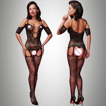 Load image into Gallery viewer, Sexy Bodystockings Women Fishnet Open Crotch catsuit Mesh tights Lingerie Erotic Bodysuit Sleepwear Crotchless jumpsuit Teddies