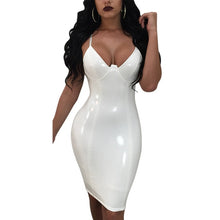 Load image into Gallery viewer, 2020 New Summer Dress Women Sexy Party Club Dress New Robe Femme PU Dress Latex Glossy Sexy Bodycon Midi Dress M-4XL