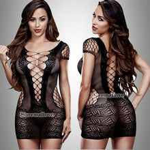 Load image into Gallery viewer, Sexi Women Fishnet Night Dress Hot Bodycon Clubwear Vestido Sexy Costumes Catsuit Erotic Transparent Midi Dresses mujer porno