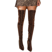 Load image into Gallery viewer, 2020 Women Thigh High Boots High Heel Leopard Stretch Sock Slip-on Boots Winter Sexy Ladies Over The Knee Stripper Shoes