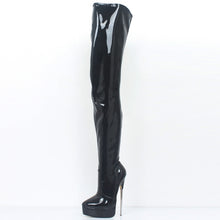 Load image into Gallery viewer, JIALUOWEI 7" Stiletto Shiny Pink Platform Thigh High Boots Goth Fetish 5-15