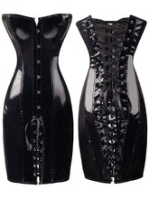 Load image into Gallery viewer, Sexy Womens Black PVC Corset Fetish Dress Ladies Dominatrix Nightclubs corset S-XXL