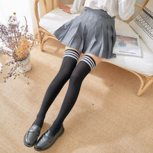 Load image into Gallery viewer, 1Pair Mini Women Girls Fashion School Student SocksSpring Summer Opaque Over Knee Thigh High Elastic Sexy Stockings black/white
