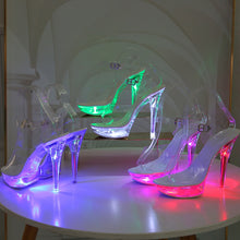 Load image into Gallery viewer, Light Up Glowing Shoes Woman Luminous Clear Sandals Women Platform Shoes LED 13cm High Heel Transparent Stripper Heels Shoes
