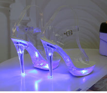 Load image into Gallery viewer, Light Up Glowing Shoes Woman Luminous Clear Sandals Women Platform Shoes LED 13cm High Heel Transparent Stripper Heels Shoes
