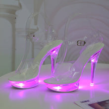 Load image into Gallery viewer, Light Up Glowing Shoes Woman Luminous Clear Sandals Women Platform Shoes LED 13cm High Heel Transparent Stripper Heels Shoes
