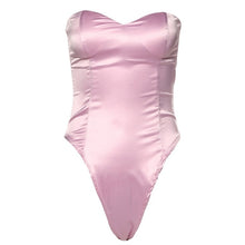 Load image into Gallery viewer, Shestyle Bunny Tail Strapless Satin Bodysuits Women Pink Lovely Sexy Party Club Costume Bra Shape Backless Rabbit Body Suits
