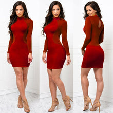 Load image into Gallery viewer, Sexy Women Mesh Sheer Long Sleeve Bodycon Party Club Mini Short Dress Black Sexy Patchwork Sheath Ladies Dress Clubwear
