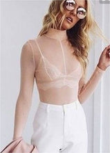 Load image into Gallery viewer, Summer Sexy Women Blouse Turtleneck Sheer Mesh Transparent Long Sleeve Tee Shirt Female Tops Clubwear
