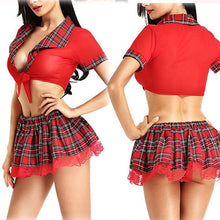 Load image into Gallery viewer, New Women Babydoll Sexy Schoolgirl Cosplay Role Play Costumes Plaid Night Halloween Sex Uniform Erotic Costume Sexy Lingerie
