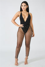 Load image into Gallery viewer, U Women Long Pencil Pants Pearl Mesh Transparent Sexy Flirty Apparel Elastic Bodycon Trousers Babydoll Party NightClub Costume
