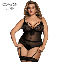 Load image into Gallery viewer, Body femme sexy teddy sheer mesh lady bodysuit plus size transparent sexy bodysuit lace women body suit rompers RE80266
