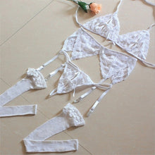 Load image into Gallery viewer, 4pcs Babydoll Sexy Lingerie Set Open Bra Panties Garters Net Stockings Erotic Baby Doll Women Sexy Costumes Underwear Lenceria

