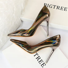 Load image into Gallery viewer, 2020 Women Fetish Women 10.5cm High Heels Plus Size 43 Stripper Scarpins Glossy Pumps Stiletto Wedding Bridal Party Prom Shoes
