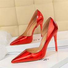 Load image into Gallery viewer, 2020 Women Fetish Women 10.5cm High Heels Plus Size 43 Stripper Scarpins Glossy Pumps Stiletto Wedding Bridal Party Prom Shoes
