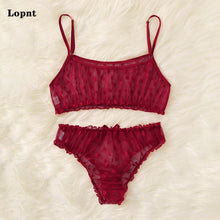 Load image into Gallery viewer, LOPNT New Sexy lingerie erotic underwear Polka Dot Mesh Frill Trim Lace lingerie set top lace invisible bra set bras for women

