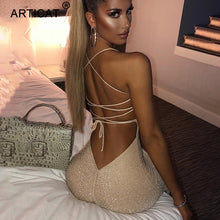 Load image into Gallery viewer, Articat Long Backless Maxi Dress Women Spaghetti Strap High Split Bodycon Bandage Summer Dress Elegant Slim Party Dress Vestidos
